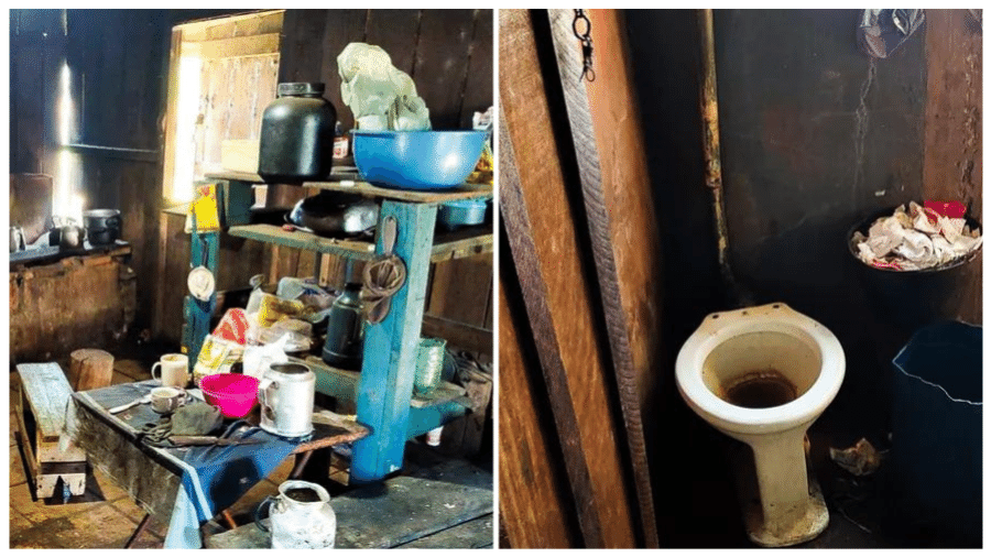 Os trabalhadores viviam em barracos de madeira improvisados, sem condições sanitárias, além de outras irregularidades