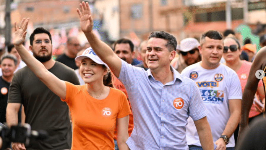 David Almeida, prefeito de Manaus (AM), e Izabelle Fontenelle, sua noiva