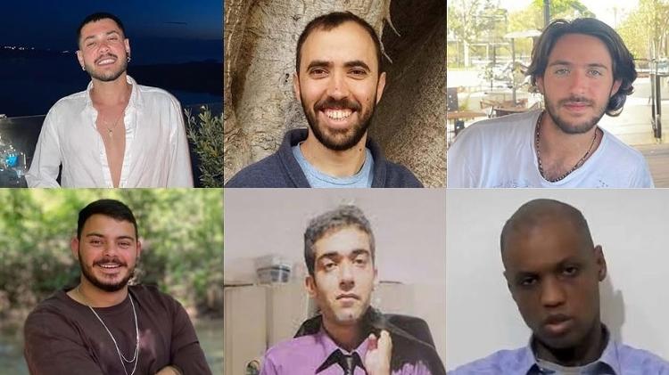 Eliya Cohen, Tal Shoham, Omer Shem Tov, Omer Wenkert, Hisham al Sayed e Avera Mengistu, reféns que serão libertados no próximo sábado (22) pelo Hamas