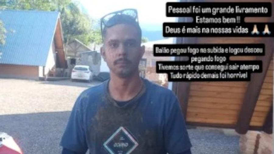 Fernando Veronezi sobreviveu a queda do balão em SC Fernando Veronezi sobreviveu a queda do balão em SC
