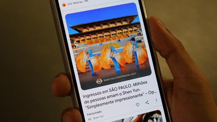 Anúncio de apresentações do Shen Yun é exibido no Google