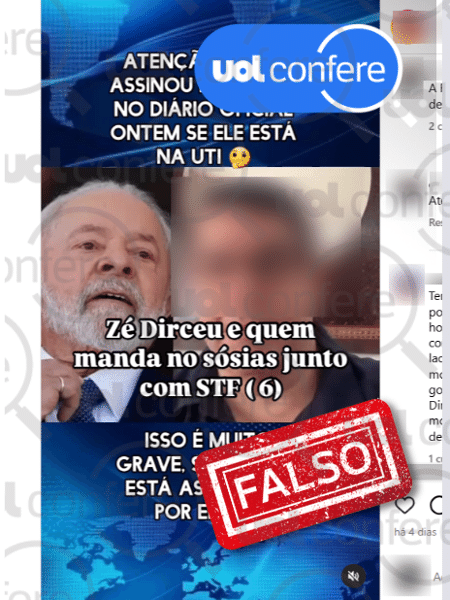 18.dez.2024 - O presidente assinou os decretos do governo diretamente da UTI por meio de um mecanismo digital - Arte/UOL sobre Reprodução Instagram