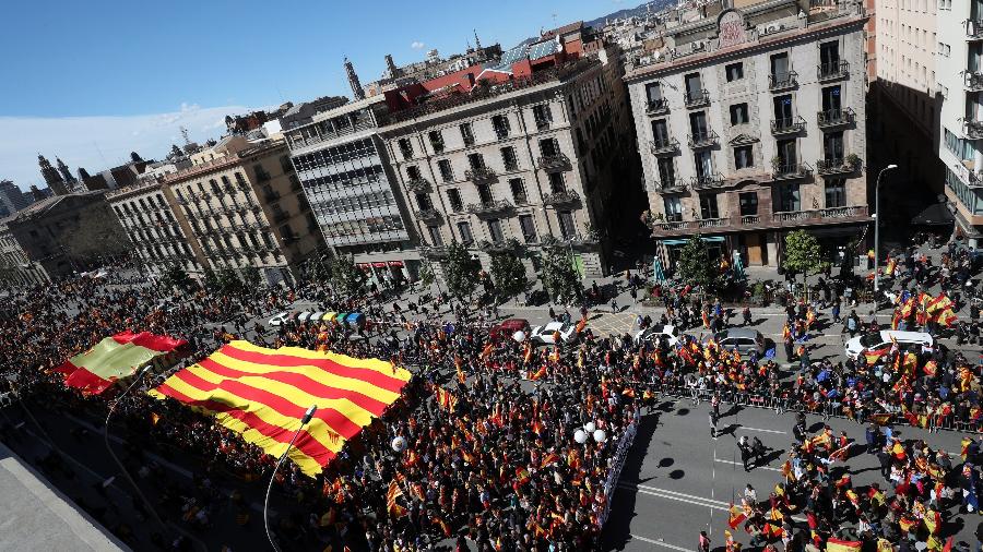 Ato em Barcelona, Espanha, é contrário à independência da Catalunha - Albert Gea/Reuters