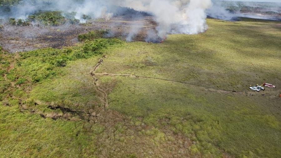 Equipes informam que chamas não se aproximaram de moradores indígenas - Corpo de Bombeiros da Bahia/Divulgação