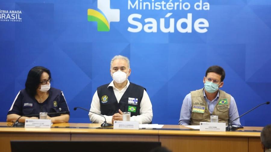 Damares Alves, Marcelo Queiroga e João Roma, ministros do governo Bolsonaro - Divulgação