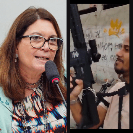 Deputada Bia Kicis e cena da websérie "Crias da favela" - Reprodução de vídeo