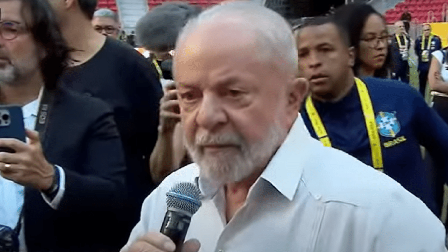 Presidente Lula (PT), durante entrevista no estádio Mané Garrincha, em Brasília, em 01/07/2023 - Reprodução/TV Brasil