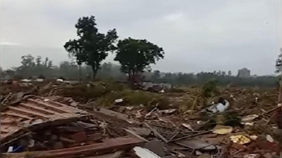 Imagens da destruição no Vale do Taquari foram divulgadas nas redes sociais nesta terça-feira (7) - Reprodução de vídeo