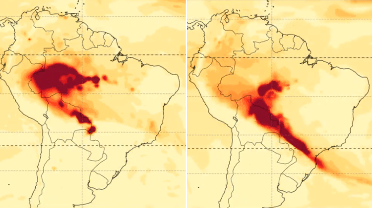 Imagens do sistema Copernicus mostram impacto das queimadas na América do Sul