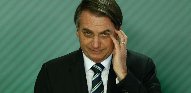 09.abr.2019 - O presidente Jair Bolsonaro durante cerimônia no Palácio do Planalto 09.abr.2019 - O presidente Jair Bolsonaro durante cerimônia no Palácio do Planalto