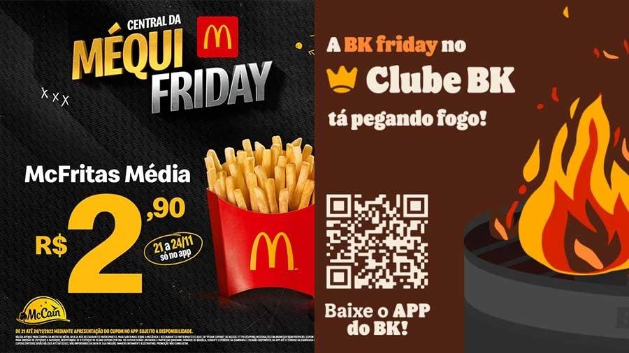 Redes de fast food realizam diversas promoções na semana da Black Friday - Montagem/Divulgação