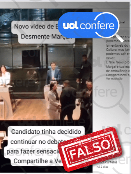 18.set.2024 - Marçal foi levado de ambulância a hospital após ser agredido em debate