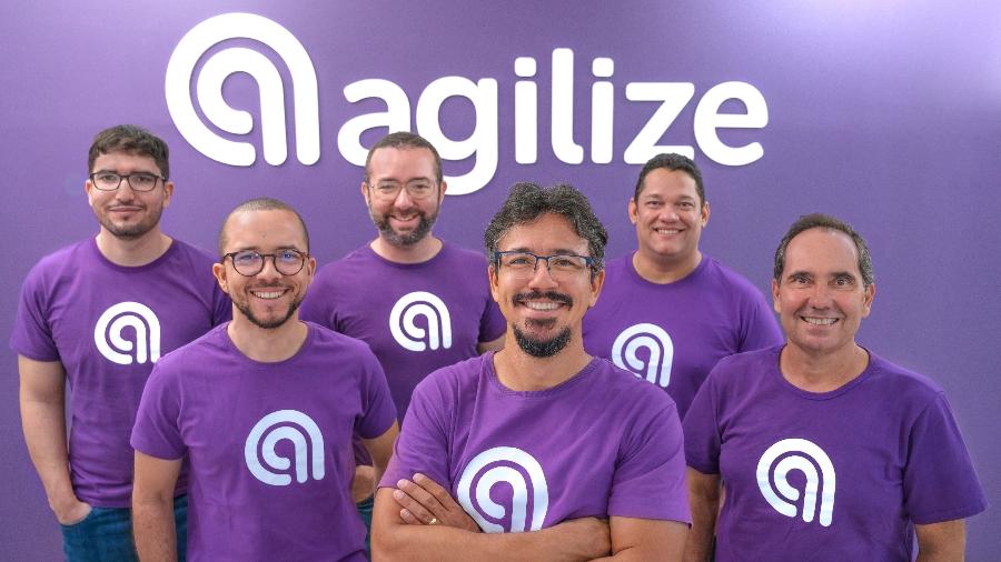 Sócios da Agilize: Ernesto Amorim, Marlon Freitas, Rafael Viana, Rafael Caribé, Adriano Fialho e Alberto Vila Nova (esq. para dir.) - Divulgação