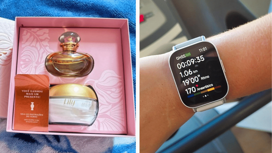 Kit de perfume e hidratante de O Boticário e smartwatch da Xiaomi são opções de presente Kit de perfume e hidratante de O Boticário e smartwatch da Xiaomi são opções de presente