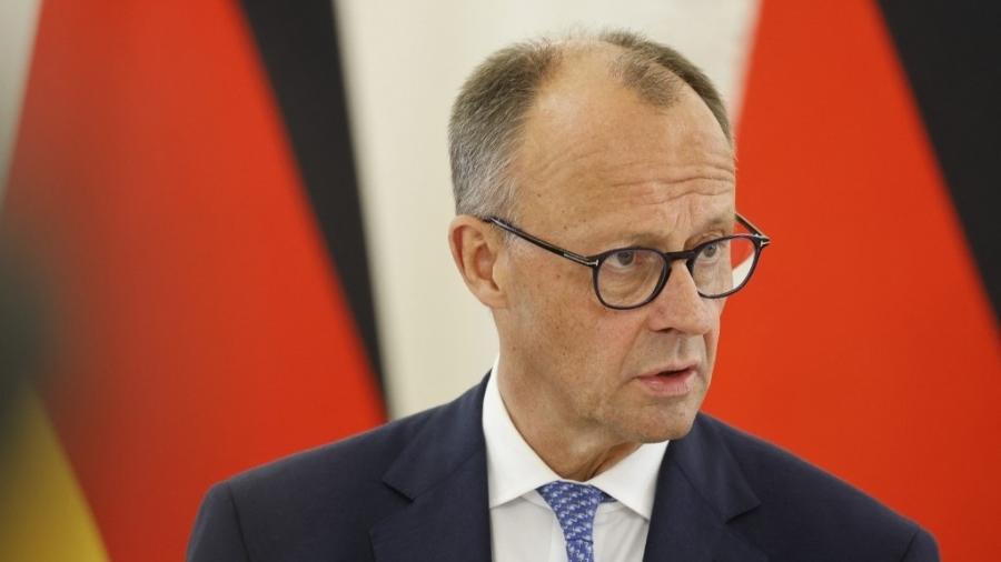 22.mai.2025 - O chanceler alemão Friedrich Merz durante visita à Lituânia 22.mai.2025 - O chanceler alemão Friedrich Merz durante visita à Lituânia