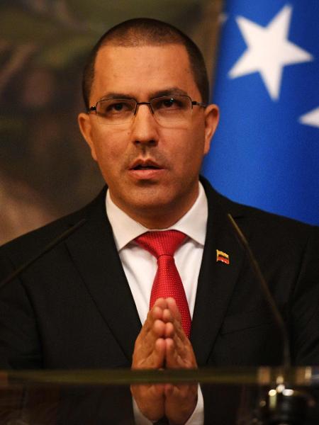 5.mai.2019 - Ministro de Relações Exteriores da Venezuela, Jorge Arreaza durante conferência de imprensa em Moscou - Kirill Kudryavtsev/AFP