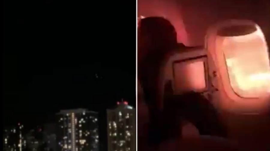Vídeos mostram incêndio do solo e de dentro da aeronave - Reprodução/Instagram