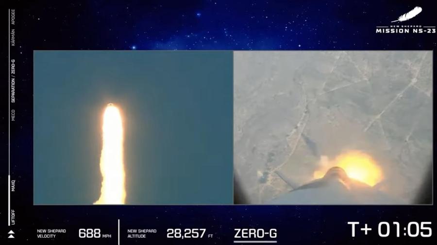 Foguete New Shepard Blue Origin explode após o lançamento - Reproudição/YouTube