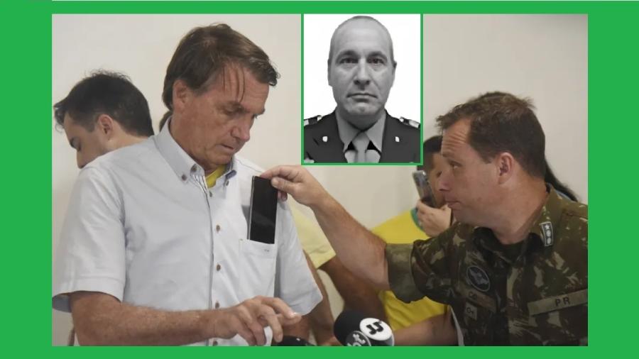 Jair Bolsonaro, Mauro Cid -- sempre às volta com celulares -- e, no destaque, coronel Lawand, o então subchefe do Estado-Maior do Exército, que falava em golpe sem nenhum pudor - Caio Rocha/iShoot/Agência O Globo; Reprodução