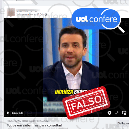 9.set.2024 - Não existe o programa "Indeniza Brasil"; governo federal alerta para golpes - Arte/UOL sobre Reprodução Facebook