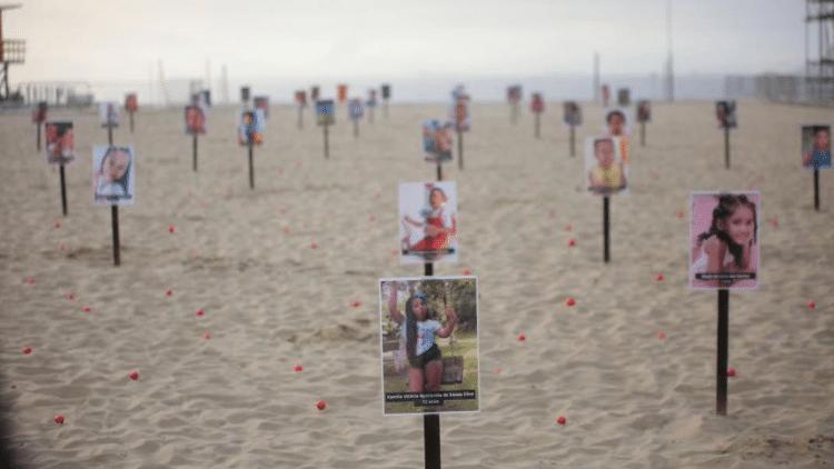 Imagens na praia de Copacabana 