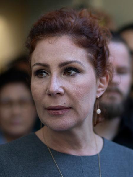 Carla Zambelli concede entrevista coletiva na sede do PL em São Paulo após ser condenada a dez anos de prisão