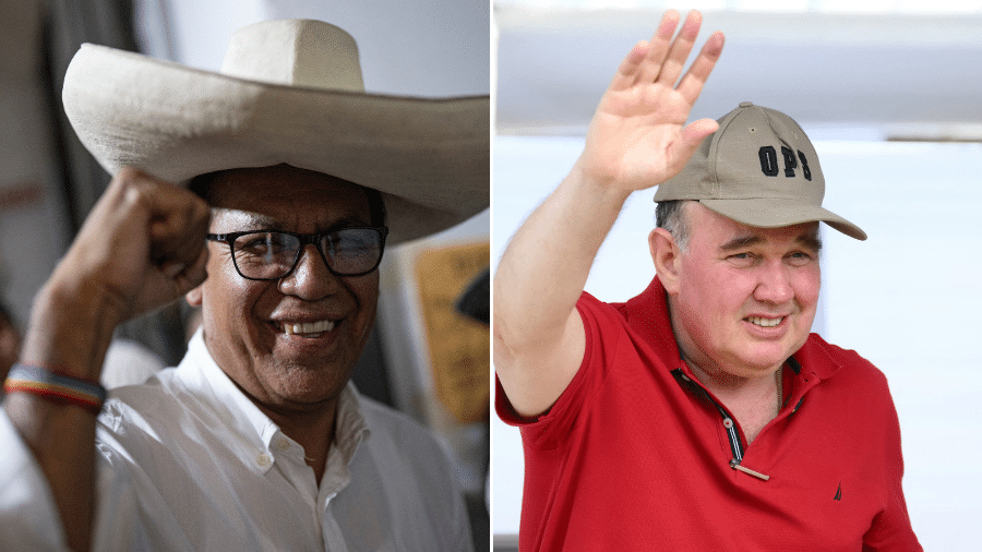 Roberto Sánchez (à esquerda) e Rafael López Aliaga (à direita), candidatos à presidência no Peru - undefined