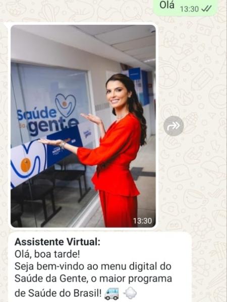 Print de mensagem recebida pela coluna do contato oficial da Secretaria de Saúde de Maceió