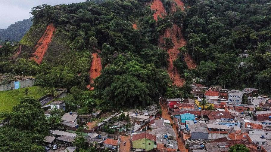 Destruição em Juquehy, São Sebastião; deslizamentos deixaram 54 mortos - Fernando Marron/AFP