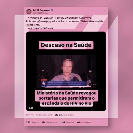 17.out.2024 - Post engana ao dizer que portarias revogadas influenciaram no caso de transplantes que infectaram pacientes com HIV