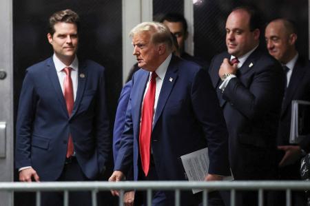 Donald Trump e o então deputado pela Flórida Matt Gaetz Donald Trump e o então deputado pela Flórida Matt Gaetz