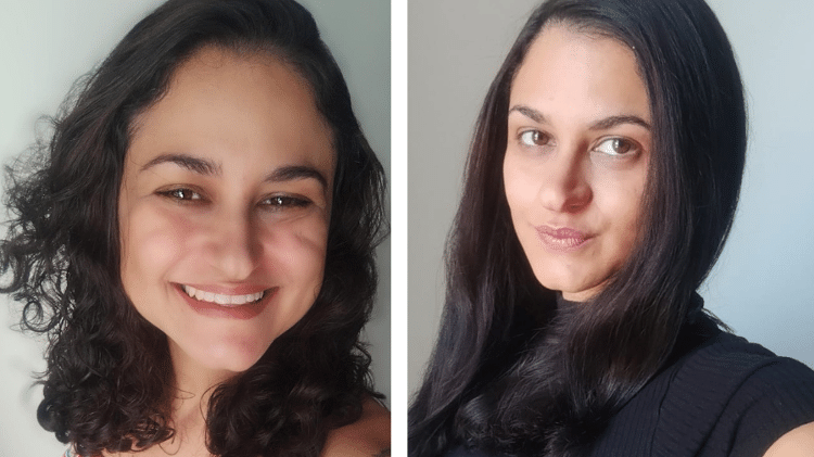 Antes (esq.) e depois (dir.) de utilizar prancha da Britânia para alisar o cabelo Antes (esq.) e depois (dir.) de utilizar prancha da Britânia para alisar o cabelo