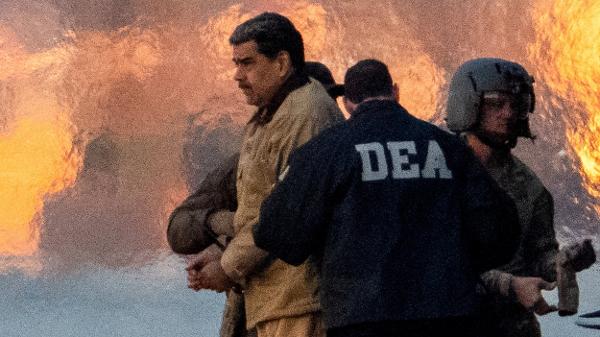 O presidente venezuelano capturado, Nicolás Maduro, é escoltado ao chegar ao Downtown Manhattan Heliport, em Nova York, para sua primeira audiência na Justiça dos EUA