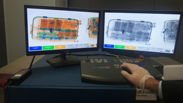 Detecção de raio-x realizada no aeroporto de guarulho para determinar a presença de substâncias orgânicas