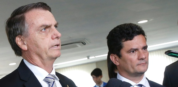 7.nov.2018 - O presidente eleito Jair Bolsonaro (PSL) e o juiz Sergio Moro em Brasília - Dida Sampaio/Estadão Conteúdo