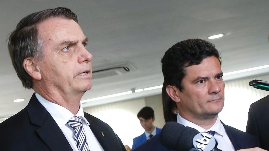 O presidente da República, Jair Bolsonaro, e o ministro da Justiça, Sergio Moro, em foto de arquivo - Dida Sampaio/Estadão Conteúdo