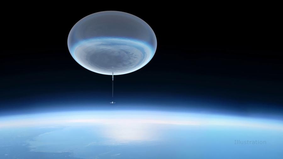 Ilustração da Nasa mostra possível visual do balão de 150 m de largura ascendendo à atmosfera - Laboratório de imagem conceitual do Centro Goddard de Vôos Espaciais da Nasa / Michael Lentz