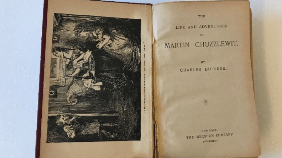 O título em questão, "Martin Chuzzlewit", publicado por Charles Dickens em 1884, é um livro pouco citado da obra do autor - Reprodução/Facebook/County of Wellington