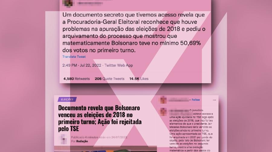 28.jul.2022 - É enganoso que exista um documento "secreto" da Procuradoria-Geral Eleitoral do MPF reconhecendo que houve problemas na apuração de votos do primeiro turno das eleições presidenciais de 2018 e que, por isso, Bolsonaro acabou não sendo eleito no primeiro turno - Projeto Comprova