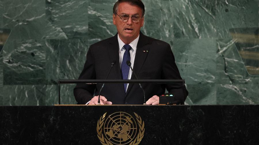 Jair Bolsonaro discursa durante abertura da Assembleia-Geral das Nações Unidas, em Nova York - Brendan Mcdermid/Reuters