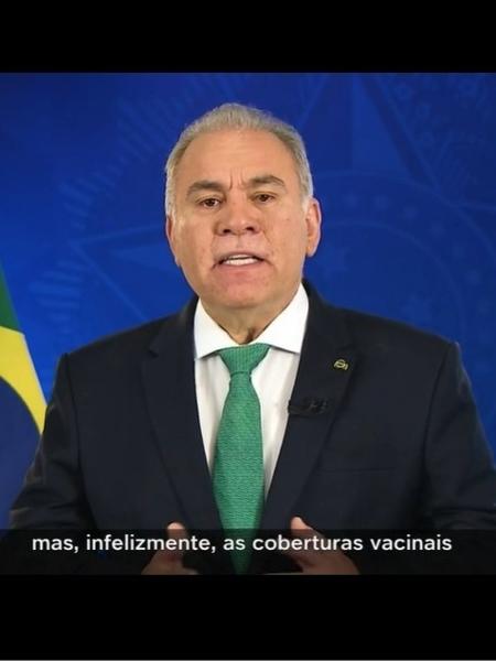 Ministro da Saúde, Marcelo Queiroga faz pronunciamento em rede nacional - Reprodução
