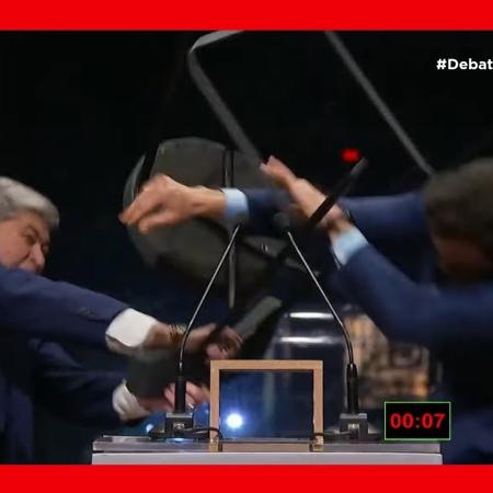 Cadeirada de Datena em Marçal no debate na TV Cultura