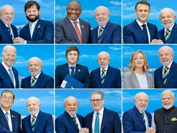 Em fotos com chefes de Estado no G20, Lula só não sorri com Milei