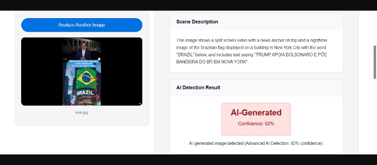 Detect.AI apontou 92% de probabilidade de adulteração em vídeo compartilhado pelos posts enganosos