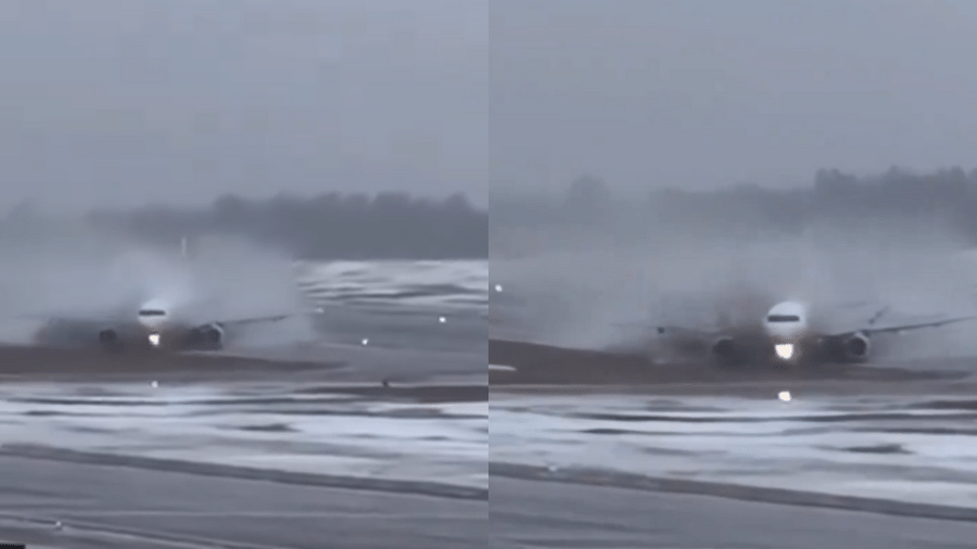 Vídeo flagrou a cena no aeroporto de Vilnius, na capital da Lituânia