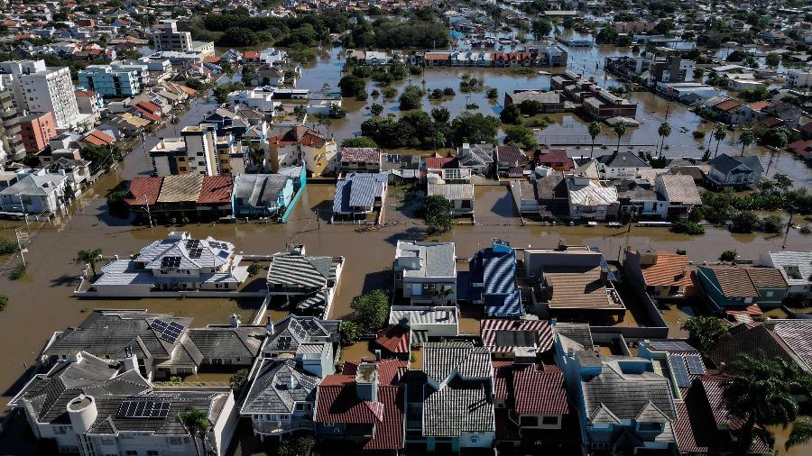 Enchente em Canoas, no Rio Grande do Sul, após fortes chuvas - 7.mai.2024-Nelson Almeida/AFP