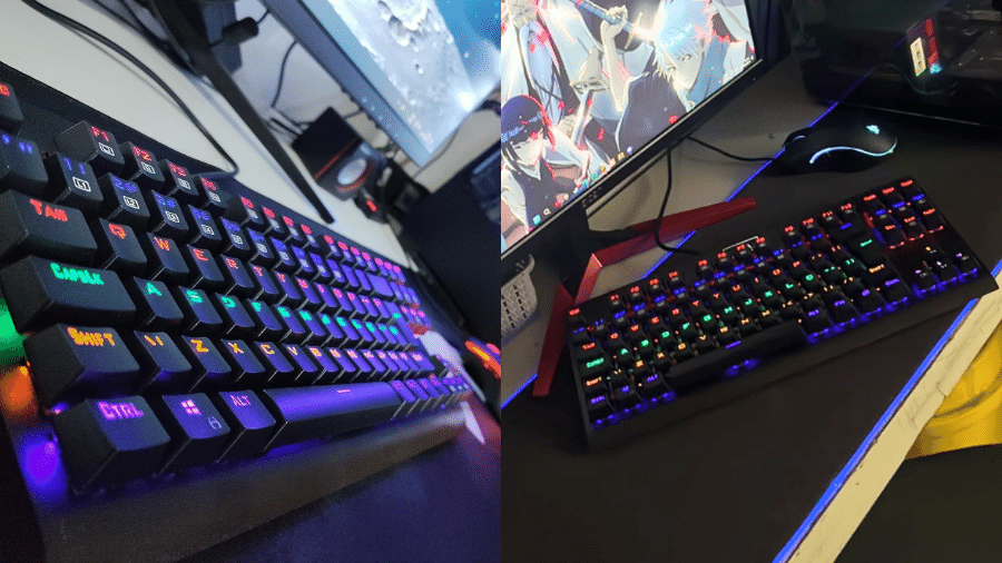 Teclado mecânico tem um formato TKL e com layout ABNT2 Teclado mecânico tem um formato TKL e com layout ABNT2