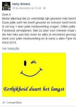 A holandesa Hetty Hermes em sua página do Facebook conseguiu negociar com o ladrão a devolução do dinheiro - Reprodução/Redes Sociais