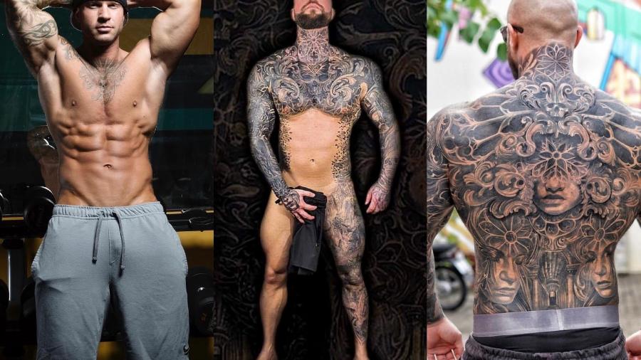 Antes e depois de Paul Steiger que tatuou mais da metade do seu corpo - Reprodução/ Facebook/ Instagram @iampaulsteiger
