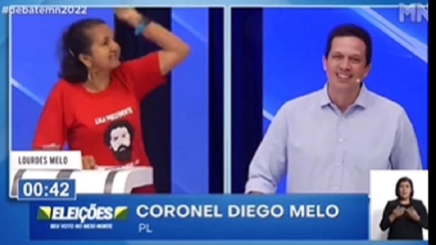 Lourdes Melo e o coronel Diego Melo - Reprodução/TV Meio Norte